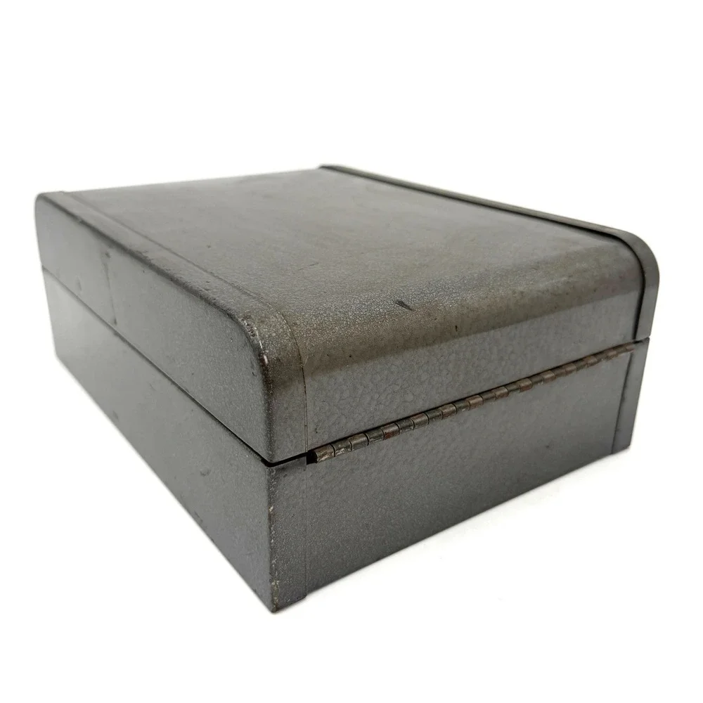 Industrial Metal File Storage Box 10x8x4 Gray‎ Vintage Organizer